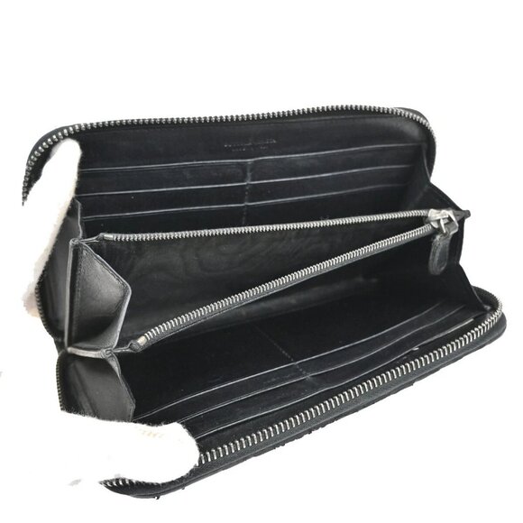 BOTTEGA VENETA Intrecciato Long Zipper Around Wallet Leather Black - Picture 11 of 16